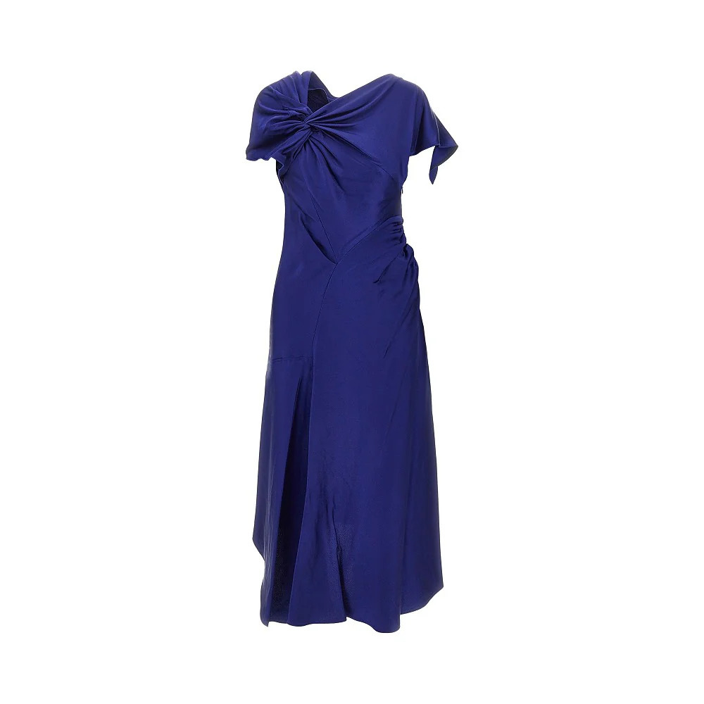Victoria Beckham Crepe Back Satin Asymmetrical Midi Dress